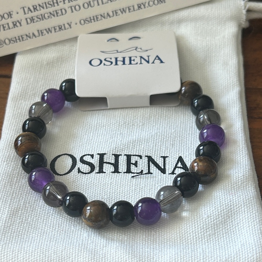 Oshena‎ Designer Beachwear gemstone Beaded Stretch Bracelet Unisex